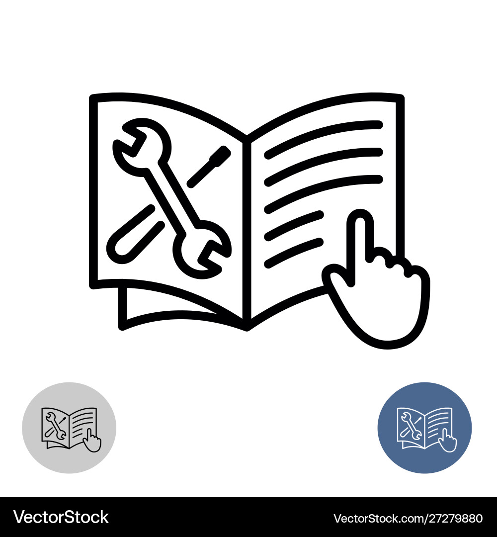 Check technical manual before action sign Vector Image