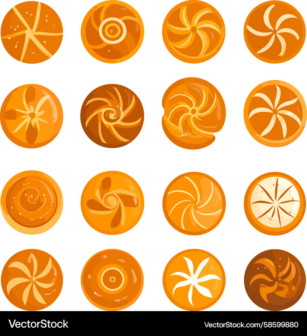 Golden Bread Bun Array Vector Image