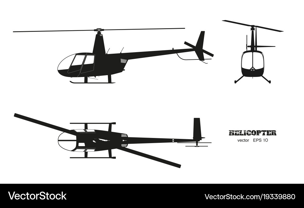 Helicopter Silhouette - Multiple Views vector image