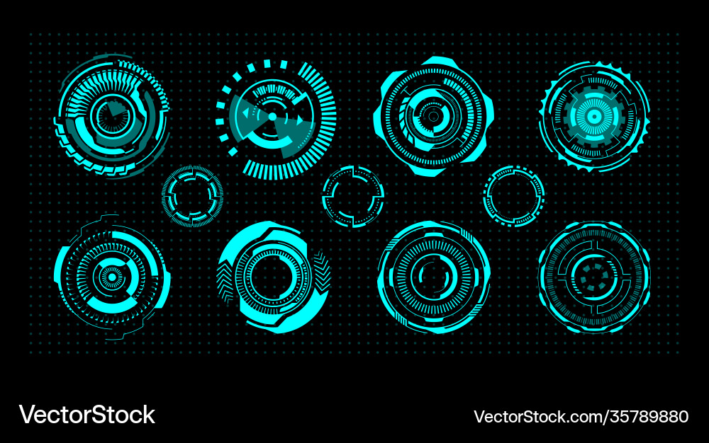 Hud circles futuristic digital ui round elements Hud circles futuristic digital ui round elements vector image