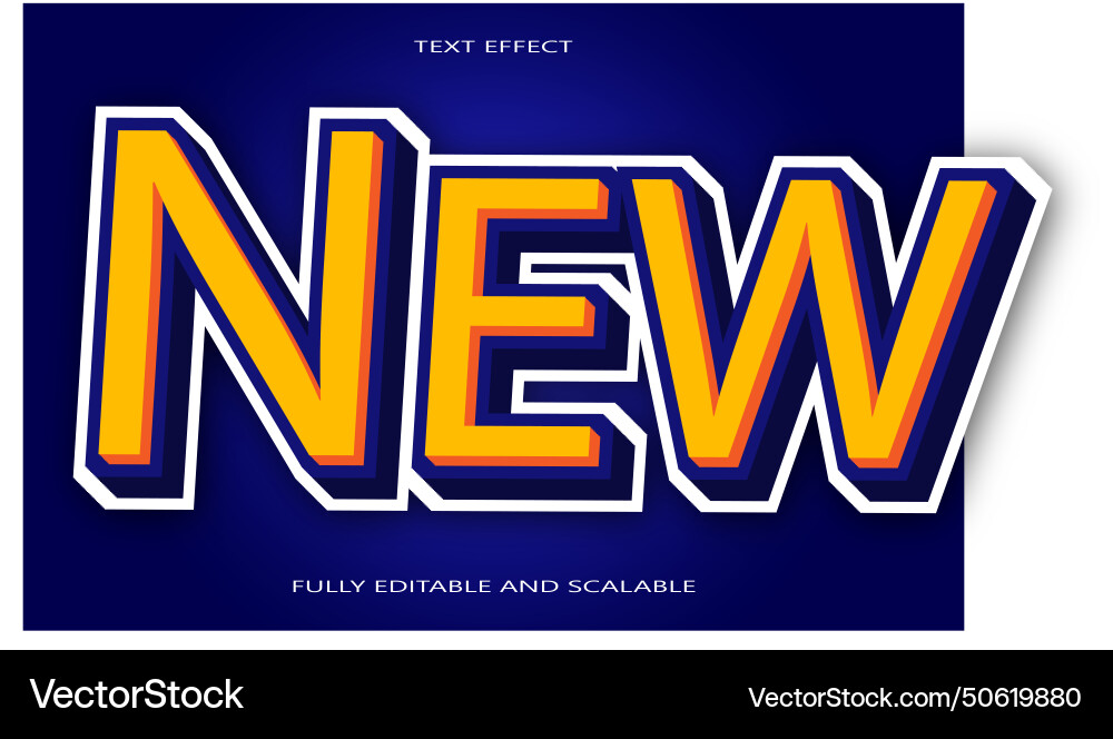 New editable text effect 3 dimension emboss vector image