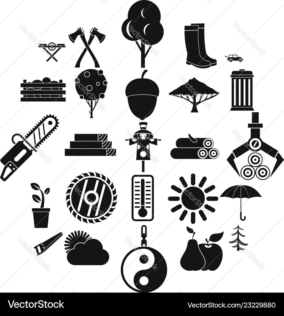 Tree icons set simple style Tree icons set simple style vector image