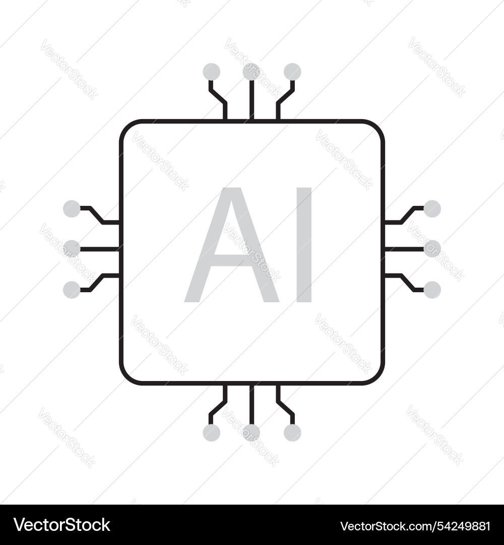 Advanced ai processor chip technology icon design vector image