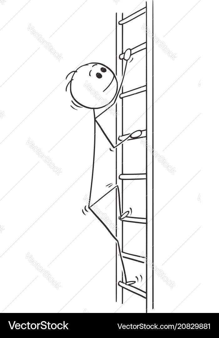 Cartoon of man or businessman climbing up ladder Cartoon of man or businessman climbing up ladder vector image