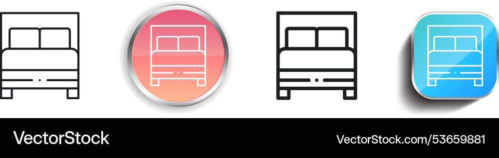 Double bed icon thin linear regular and button vector image