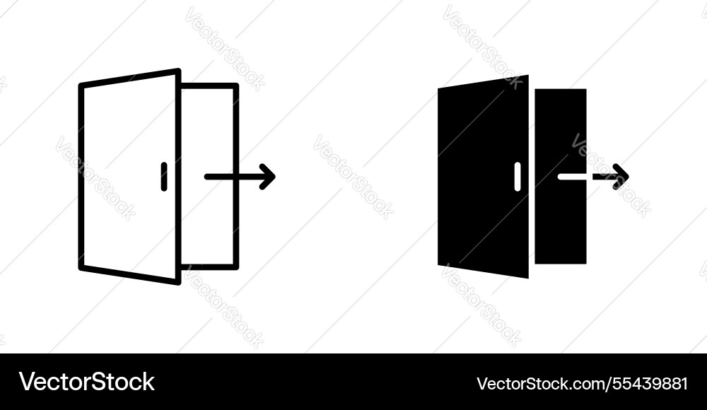 Exit icons stroke line and black solid vector image