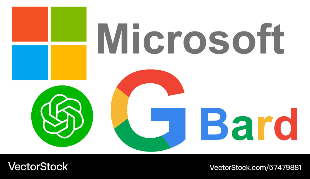 Google bard vs microsoft openai chatbot logos vector image