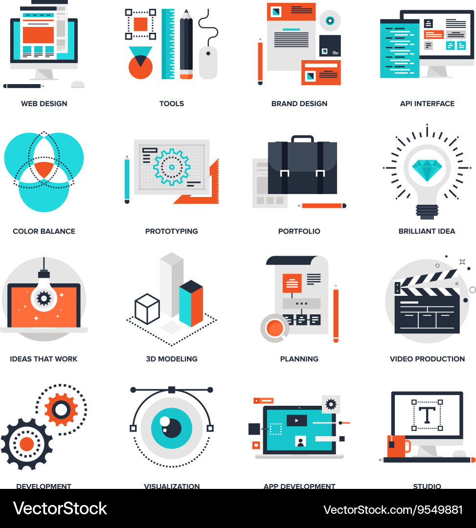 Modern App & Web Development Icons vector image