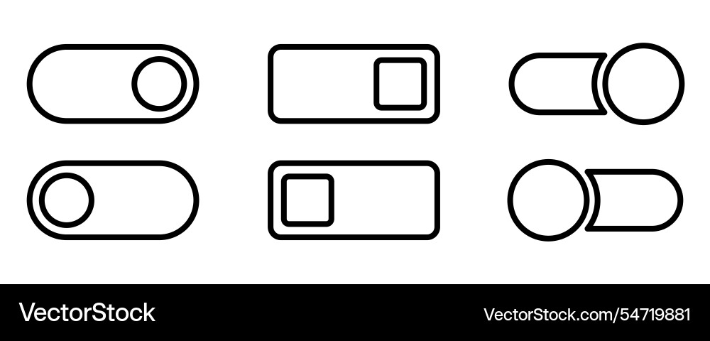 Outline toggle icon set switch slider turn Vector Image