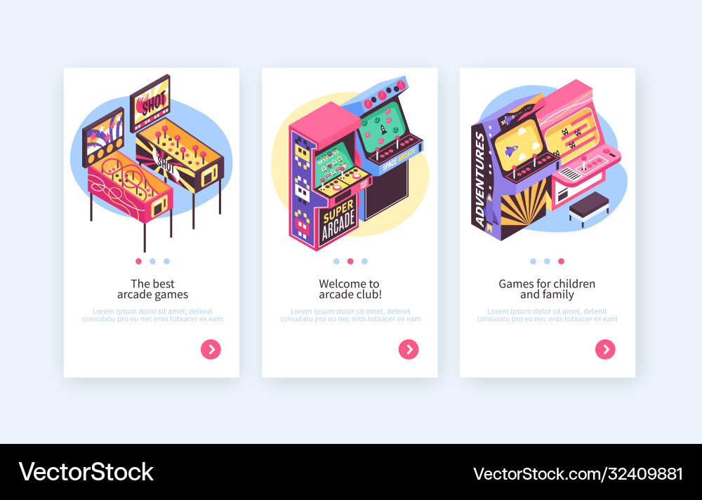 Retro Arcade Machines Set Vector Image