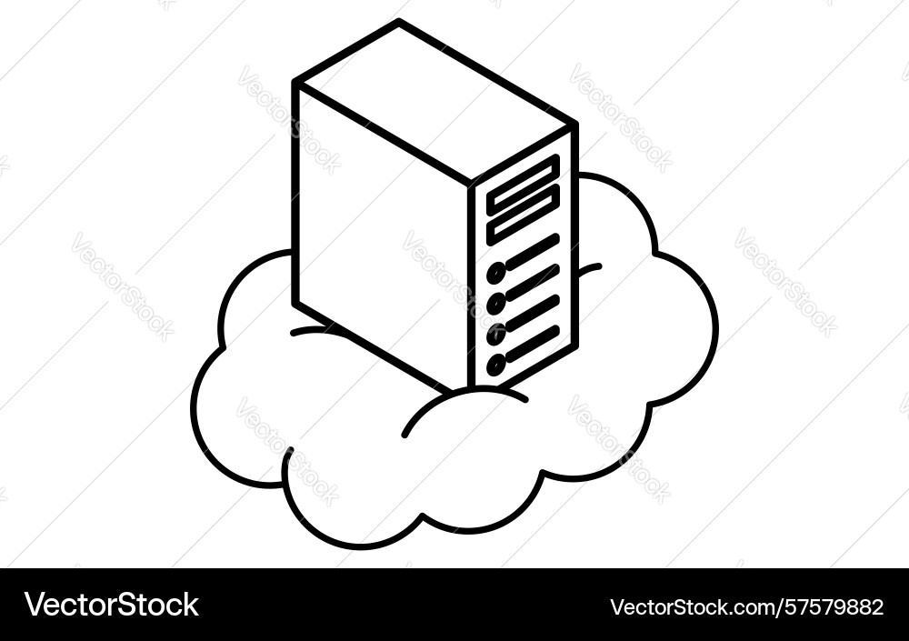Cloud-based web server isometric line icon vector image