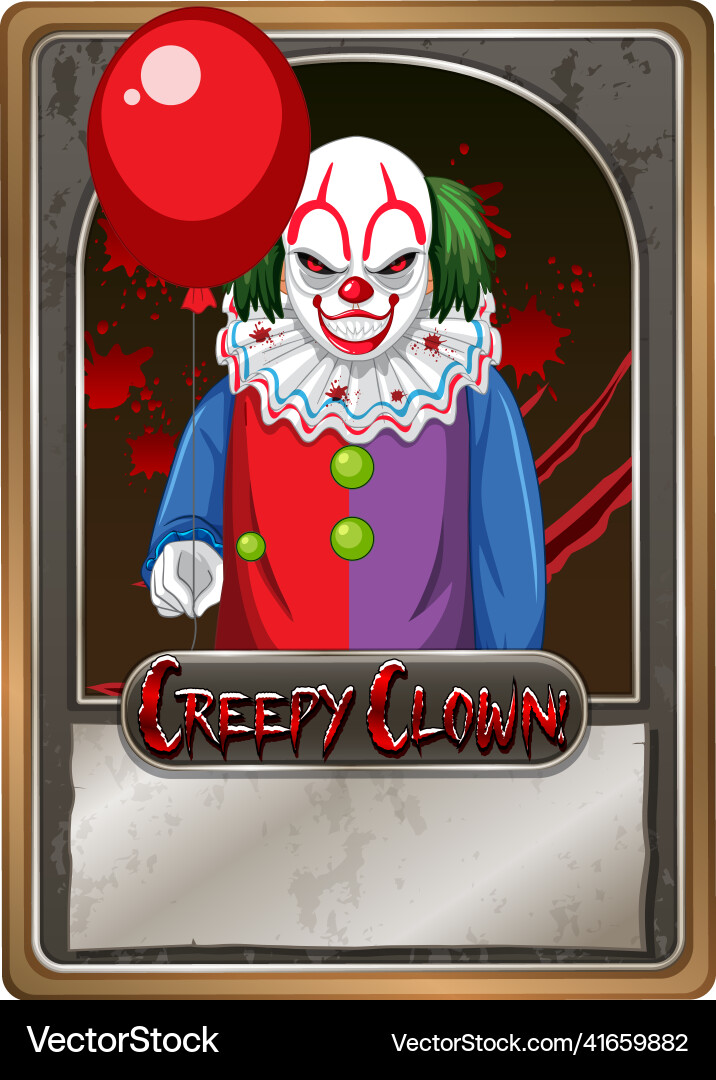 Creepy clown character game card template Vector Image