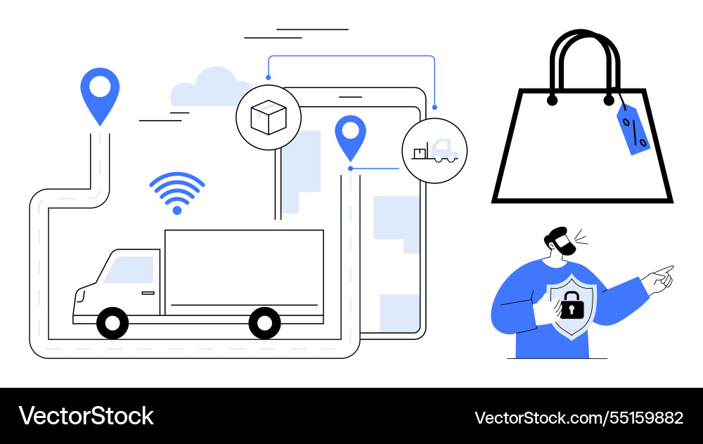 Efficient logistics system with secure delivery Efficient logistics system with secure delivery Vector Image