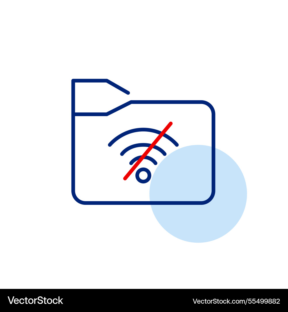 File folder and no wi-fi symbol data backup File folder and no wi-fi symbol data backup vector image