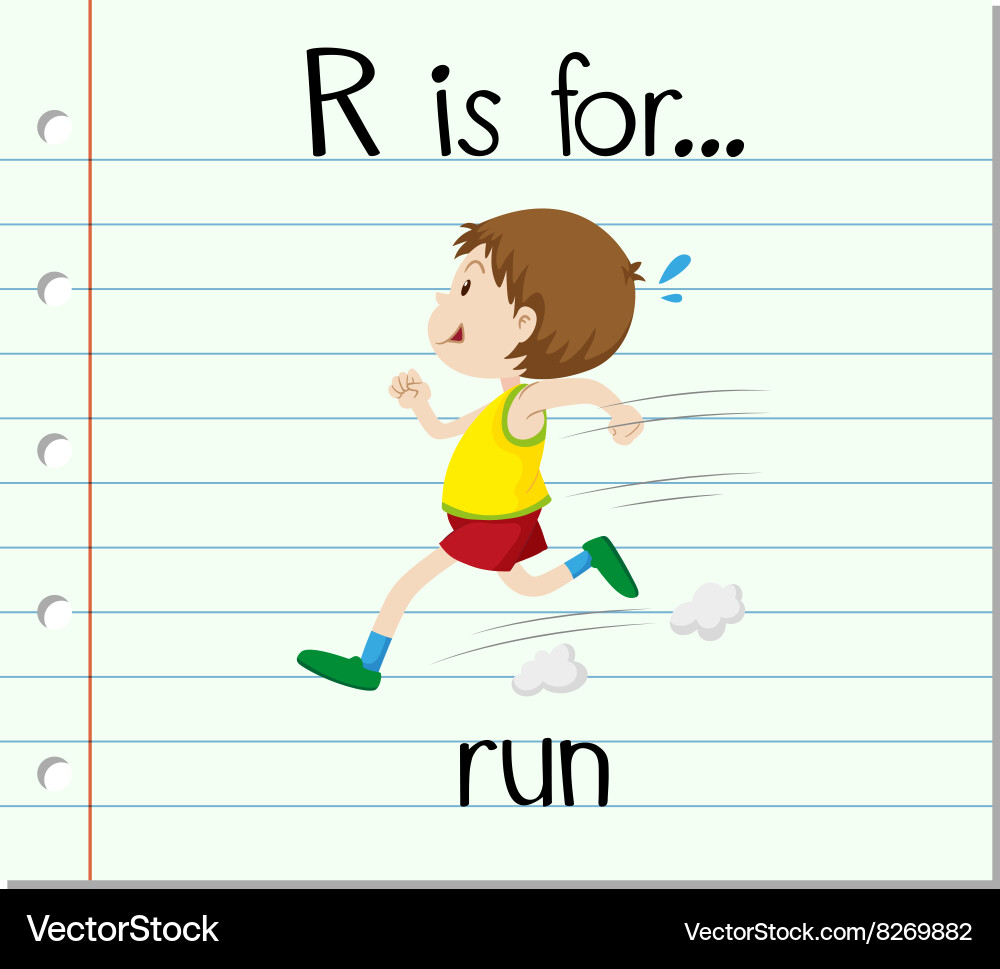 Flashcard alphabet r is for run vector image