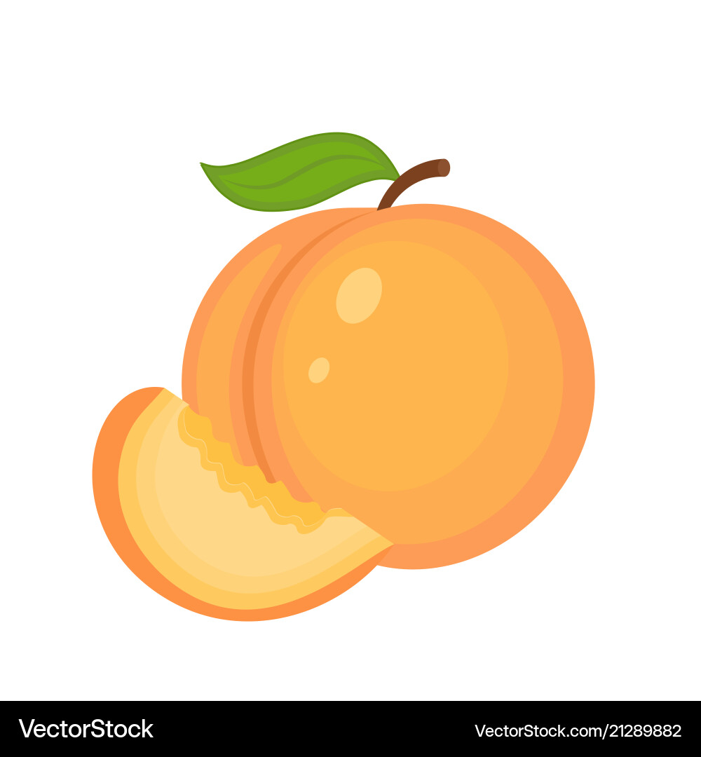 Guicy Pfirsich Obst Pfirsich grünes Blatt und Slic Guicy Pfirsich Obst Pfirsich grünes Blatt und Slic Vektorbild
