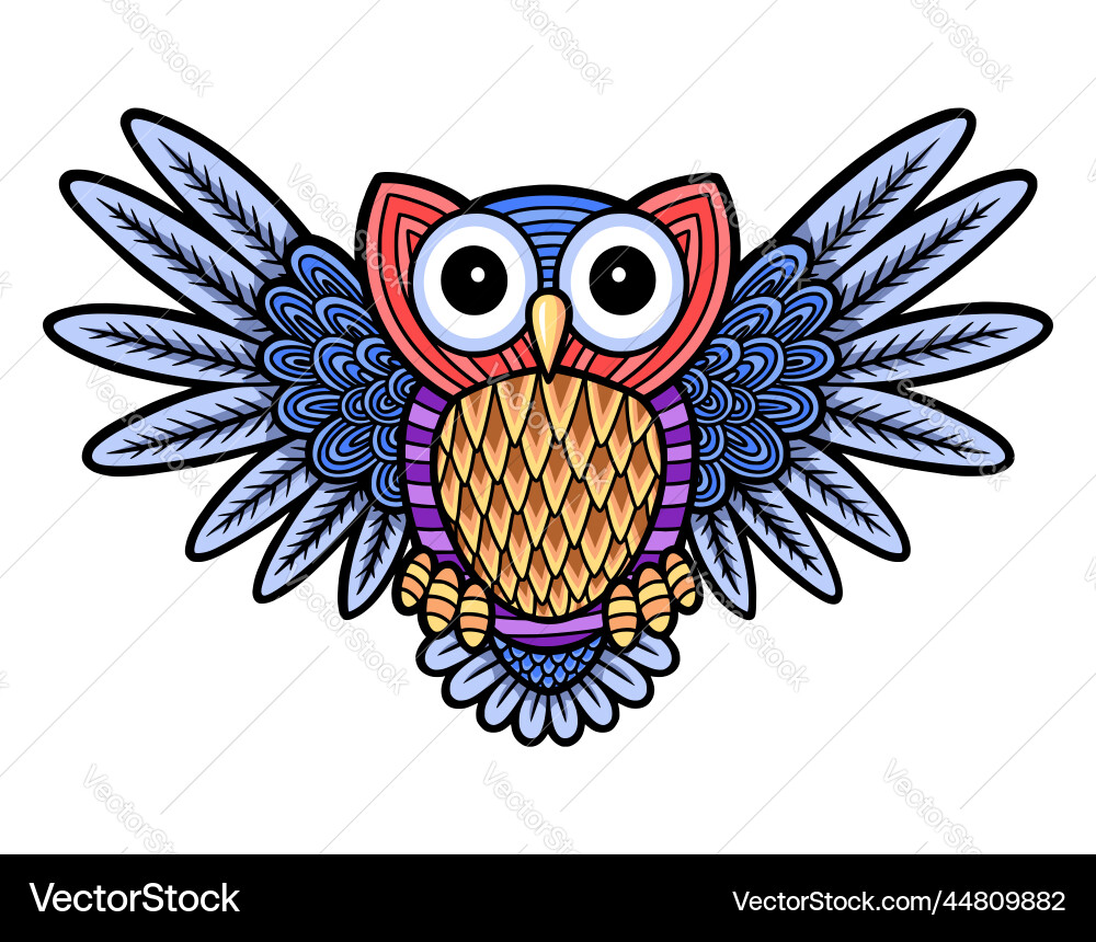 Owl bird animal with colorful line decoration Owl bird animal with colorful line decoration vector image