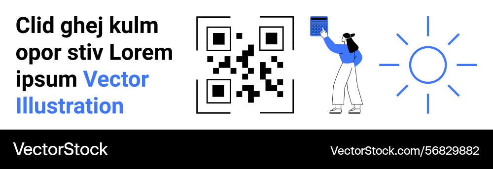 Qr code with text mockup character interacting Qr code with text mockup character interacting vector image