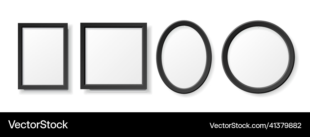 Set of empty black picture frame different shapes Set of empty black picture frame different shapes Vector Image