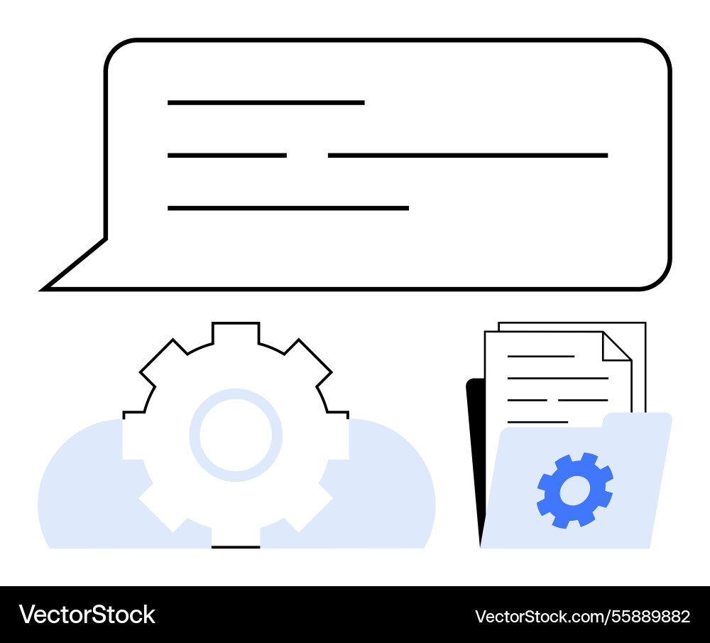 Speech bubble with gear and document representing Speech bubble with gear and document representing vector image