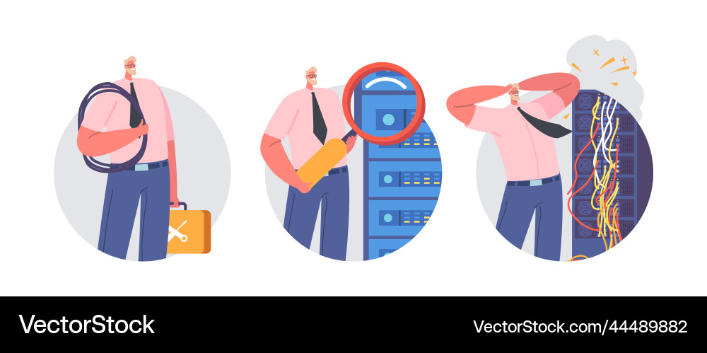 System administrator isolated round icons vector image