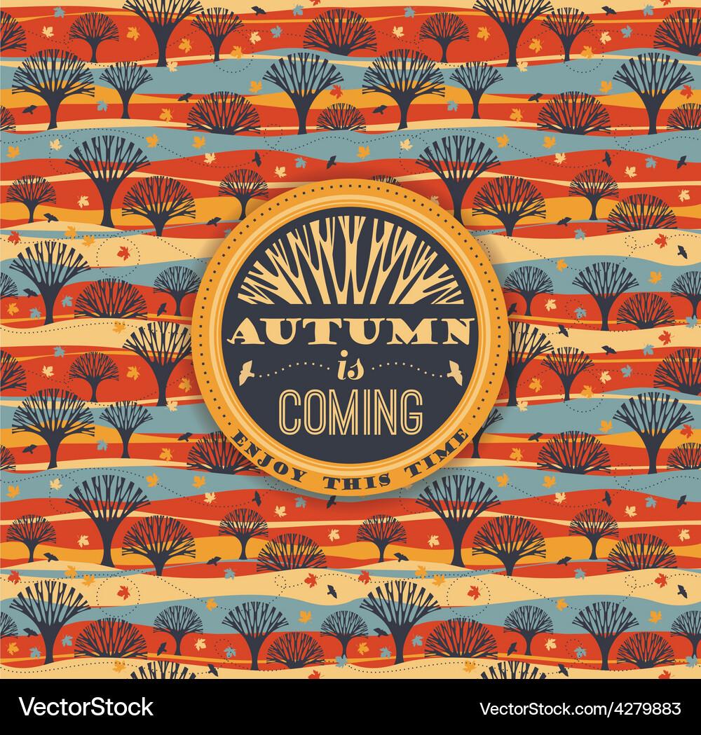 Autumn pattern with typography Vector Image
