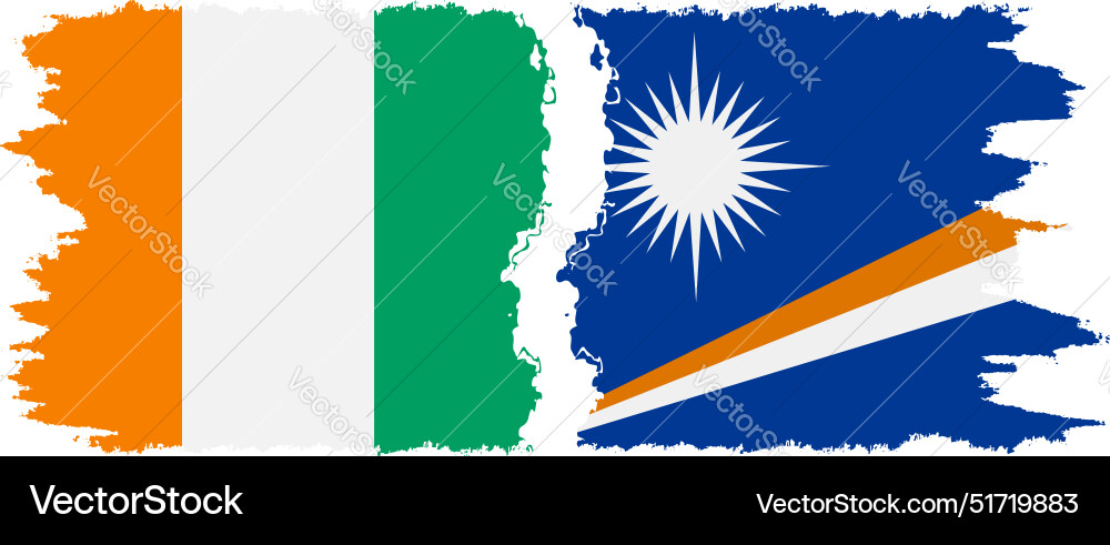 Marshall islands and ivory coast grunge flags Marshall islands and ivory coast grunge flags vector image