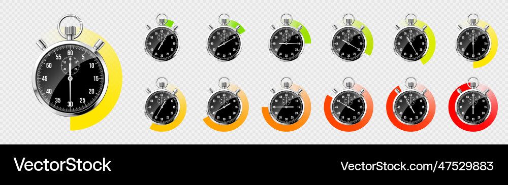 Realistic classic stopwatch shiny metal Realistic classic stopwatch shiny metal vector image