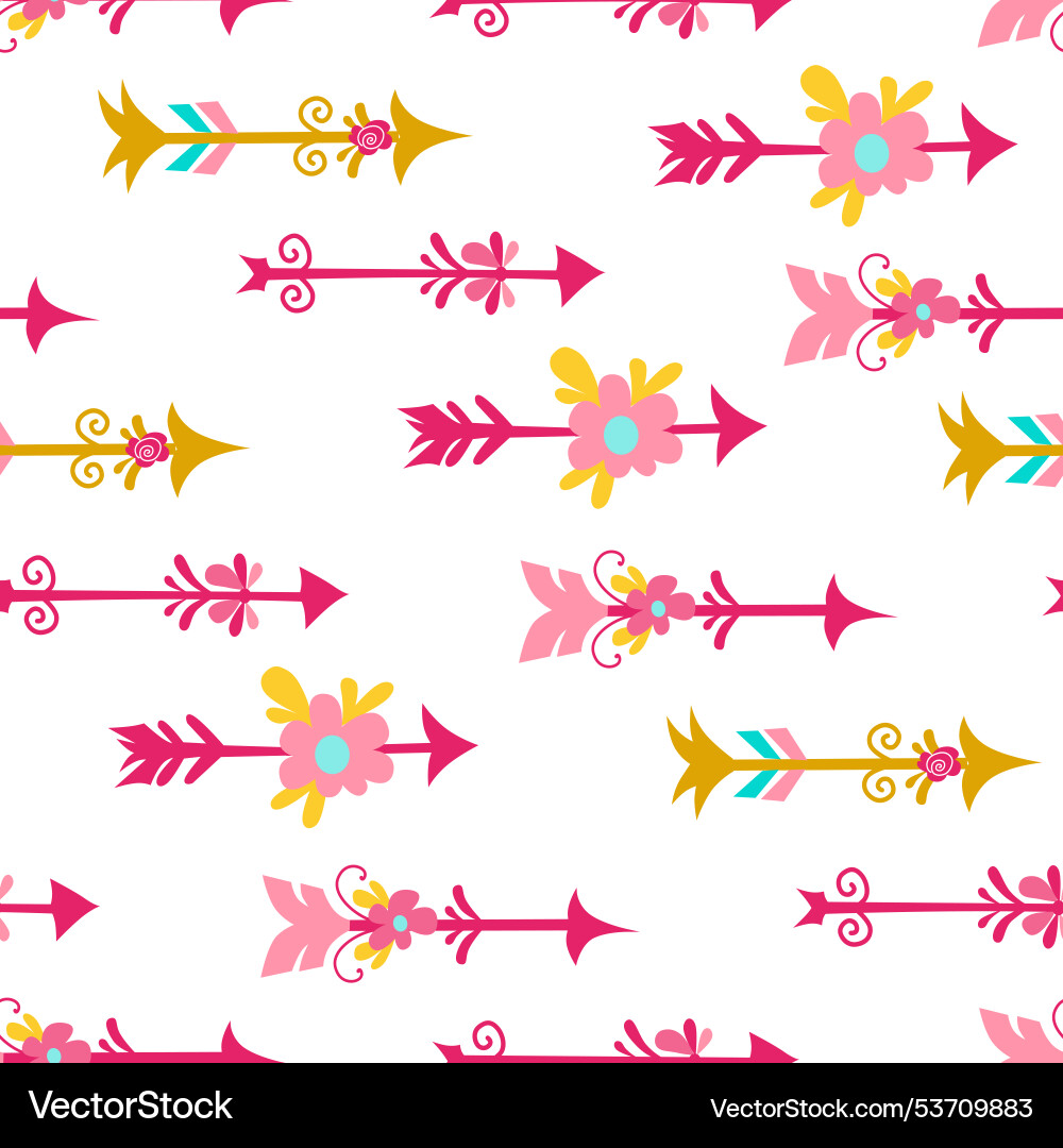 Seamless pattern with romantic elements arrows Vector Image