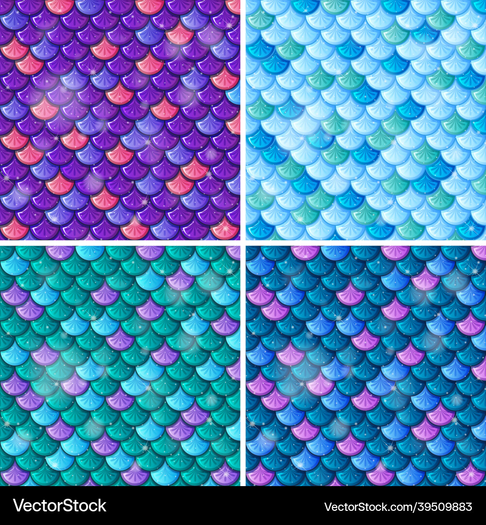 Set of fish scale seamless pattern background Set of fish scale seamless pattern background Vector Image