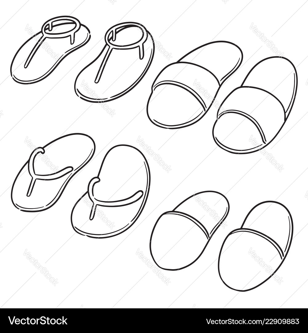 Set of slippers Set of slippers vector image