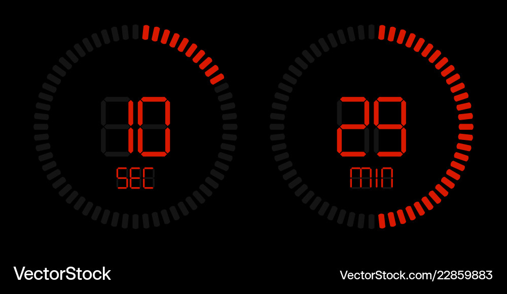Stopwatch timer digital red countdown Stopwatch timer digital red countdown vector image