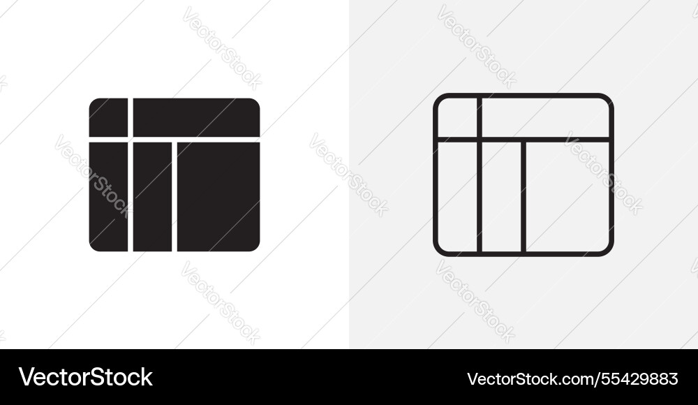 Table layout icons pack for apps and ui ux desigs Table layout icons pack for apps and ui ux desigs vector image