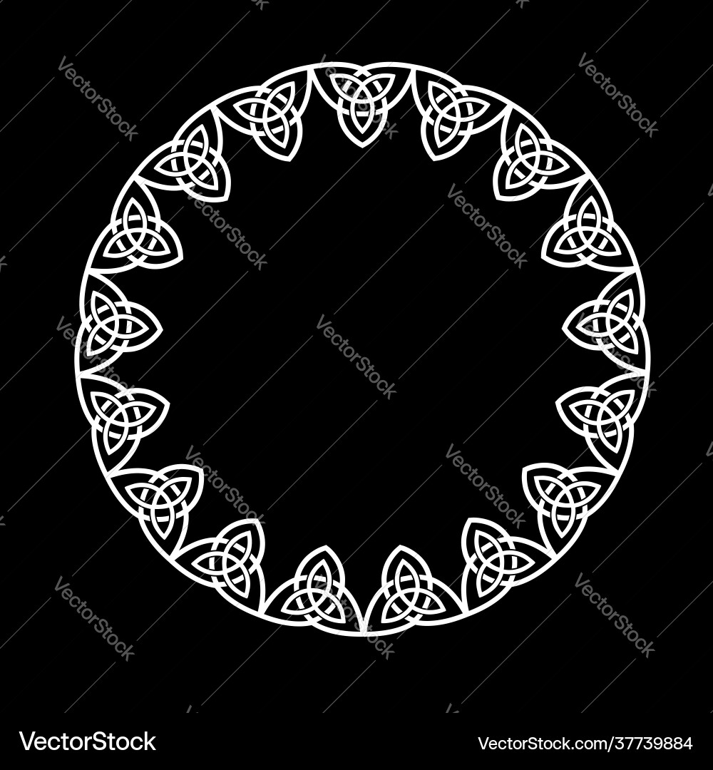 Celtic Round Frame - Intertwined Pattern vector image