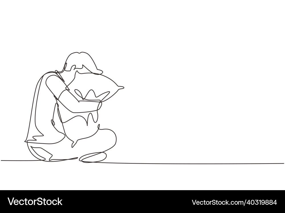 Continuous Line Man Hugging Pillow vector image