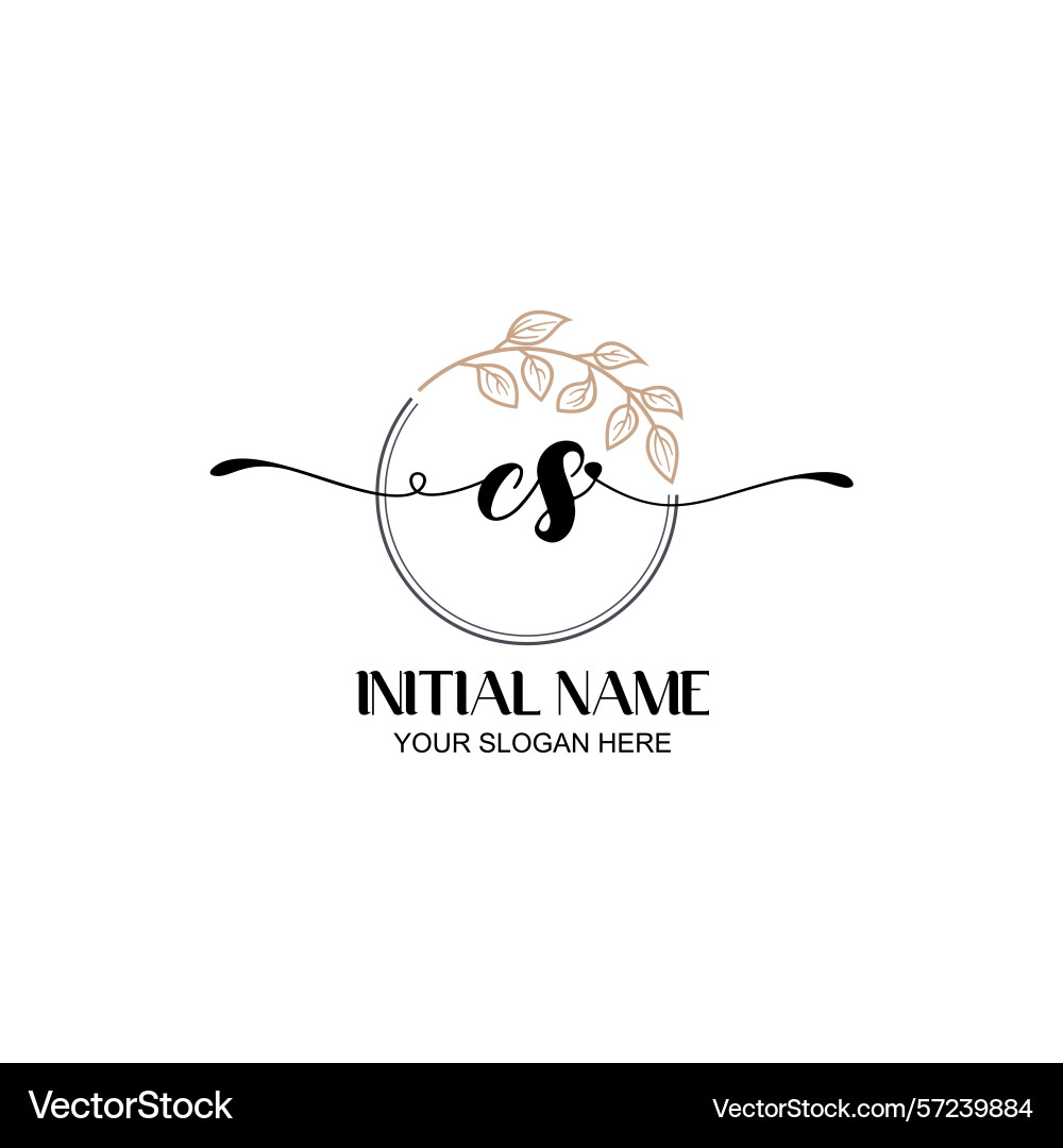 Elegant cs initial logo design with botanical Vector Image