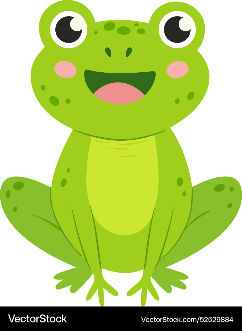 Happy frog green toad smiling animal character Vector Image