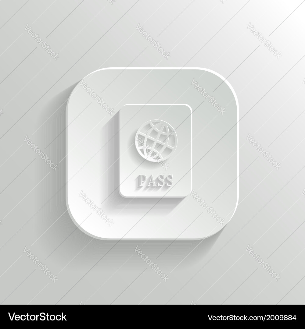 Passport icon - white app button Vector Image