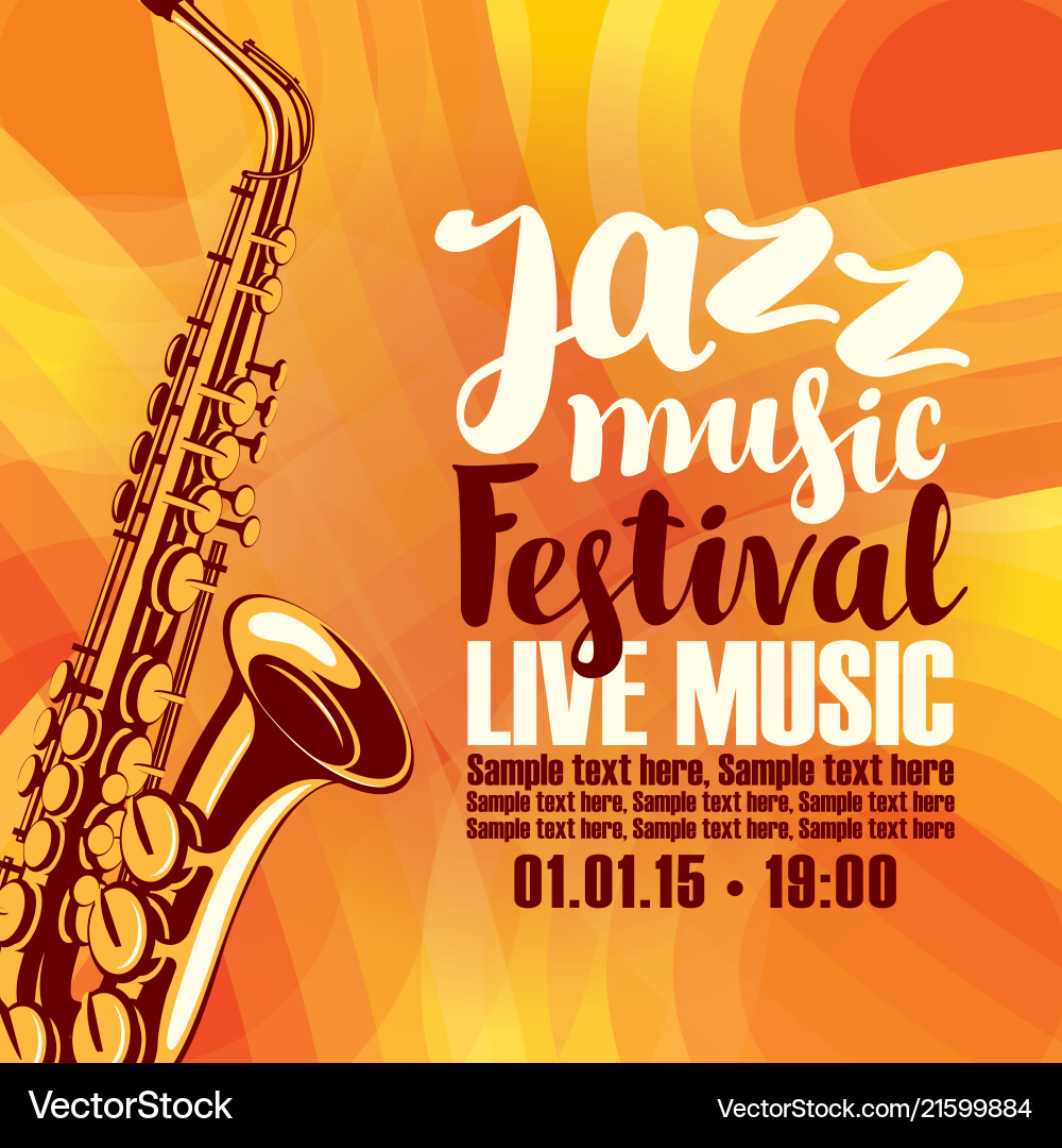 Poster for jazz festival live music with saxophone vector image