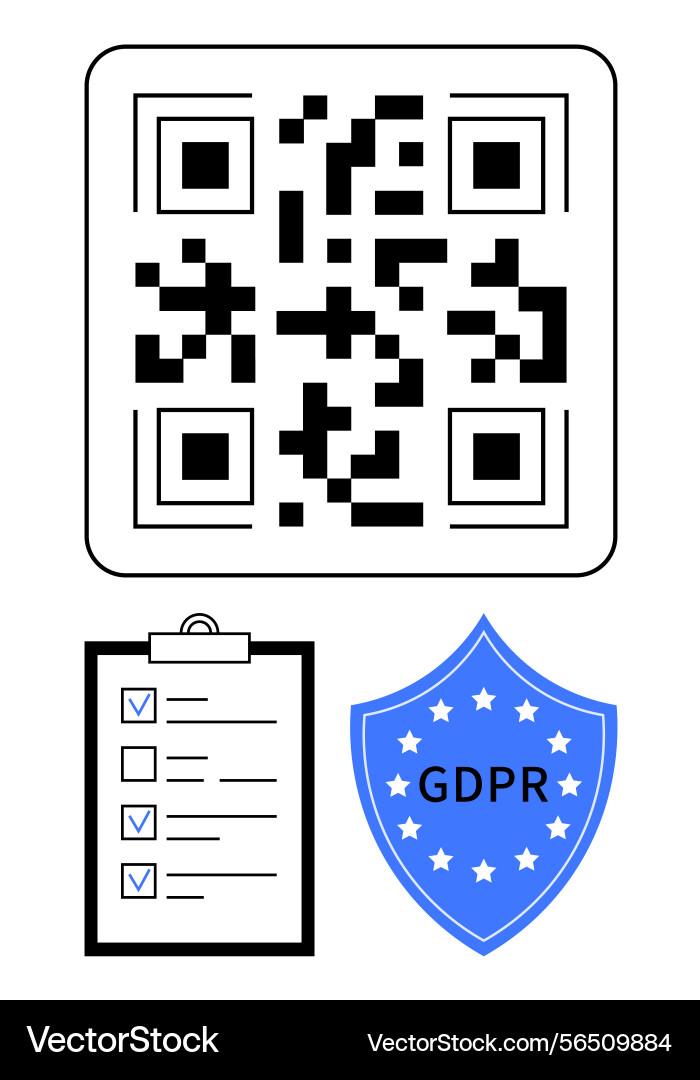 Qr code checklist and gdpr shield for compliance Vector Image