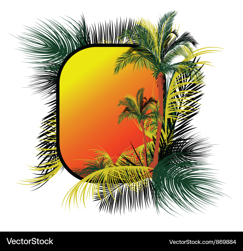 Summer frame with palm trees vector image