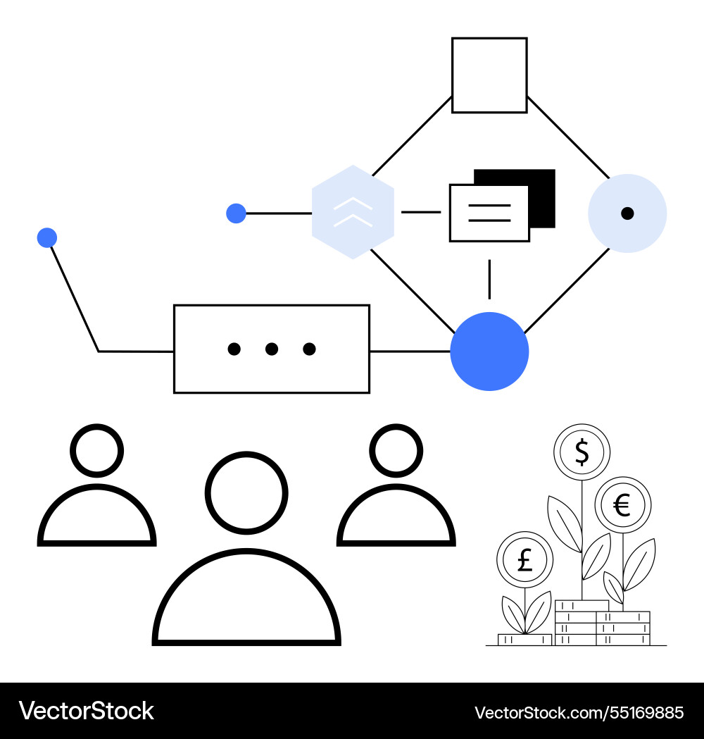 Abstract representation of teamwork networking Abstract representation of teamwork networking vector image