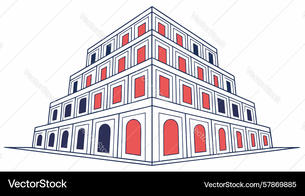 Ancient ziggurat architecture building design Vector Image
