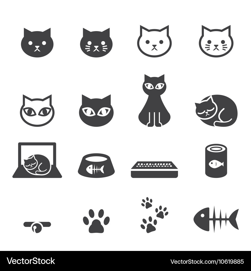 Cat Icon Collection Vector Image