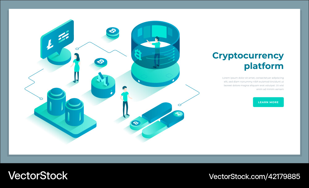 Cryptocurrency platform digital data monitoring Cryptocurrency platform digital data monitoring vector image