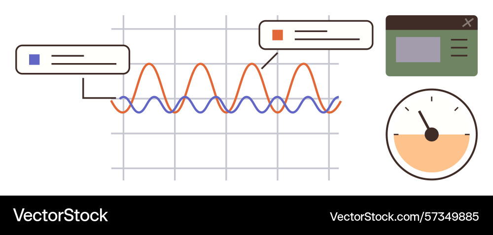 Data visualization with line graph metrics Data visualization with line graph metrics vector image