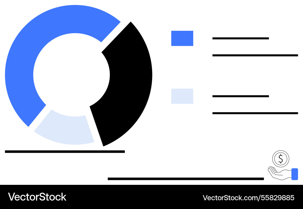 Data visualization with pie chart and monetary Data visualization with pie chart and monetary Vector Image