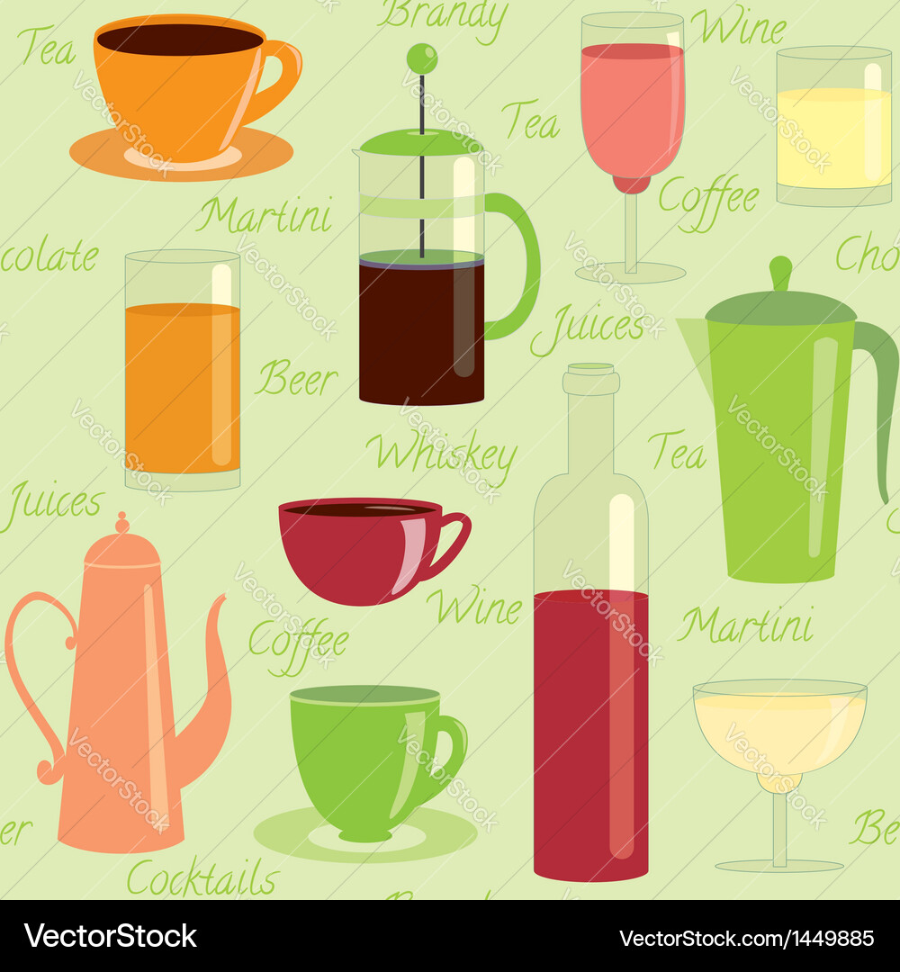 Drinks and Patterns - Seamless Vector Image