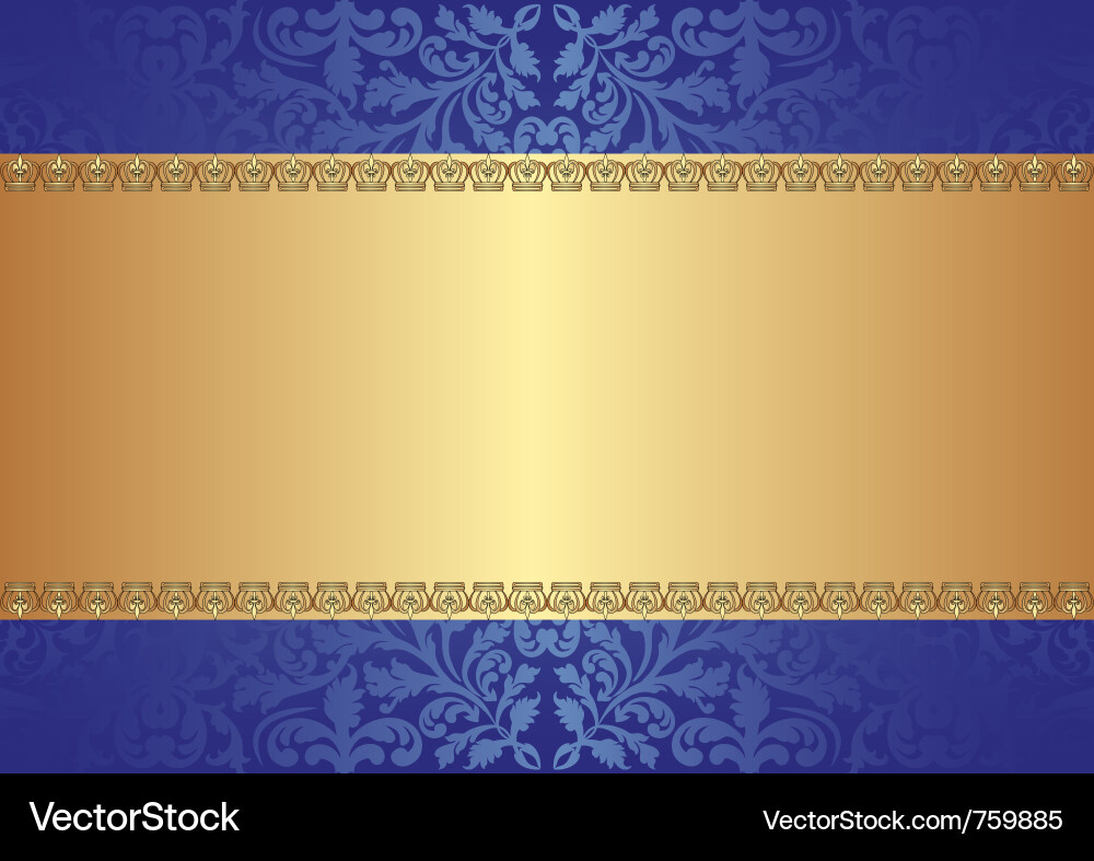 Elegant Gold and Blue Ornate Background Vector Image