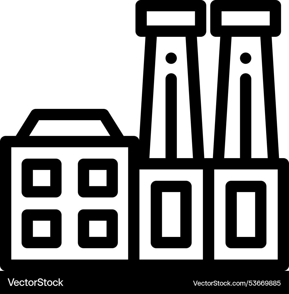 Factory icon thin linear style design isolated Factory icon thin linear style design isolated Vector Image